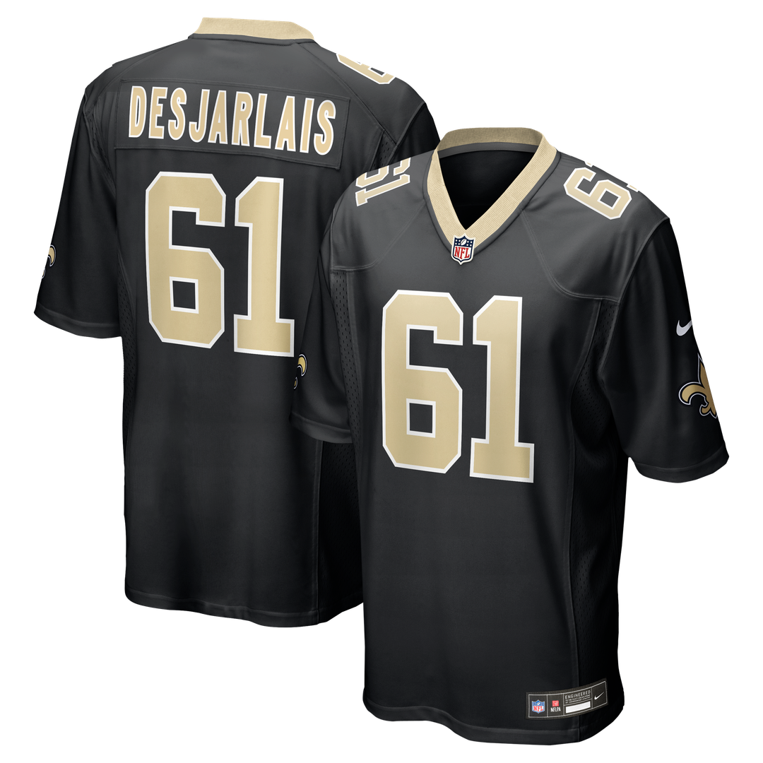 Men's New Orleans Saints Drew Desjarlais Black Game NFL Football Jersey - view 1