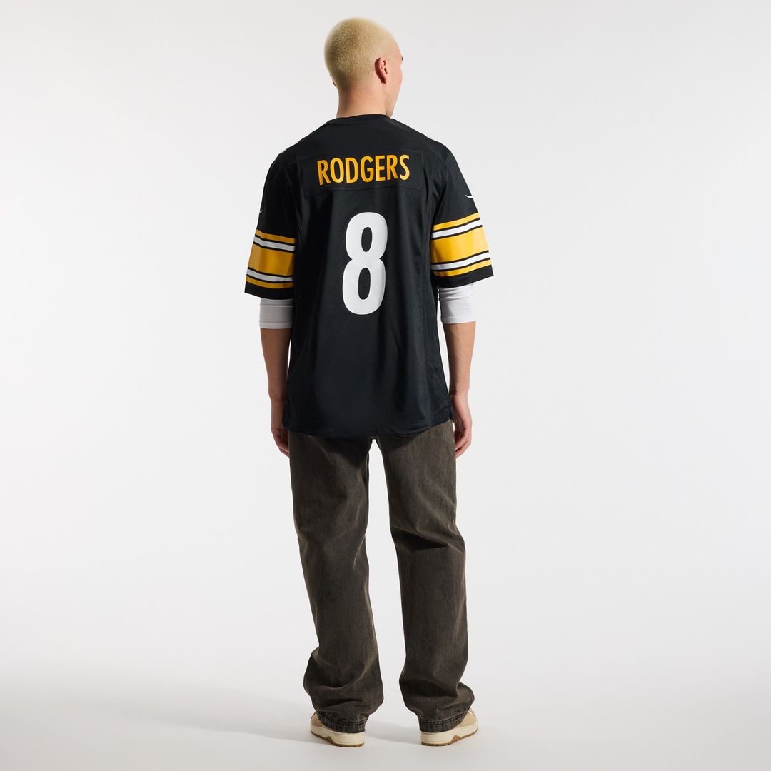 Men's Pittsburgh Steelers Aaron Rodgers Black Game NFL Football Jersey - view 6