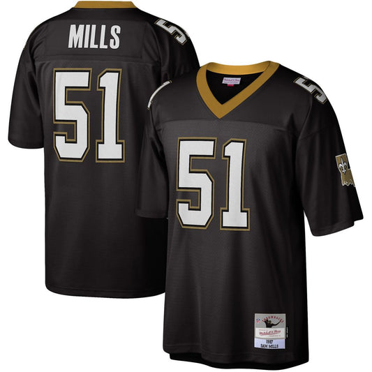 Men's New Orleans Saints Sam Mills Black Legacy Replica NFL Football Jersey - view 1