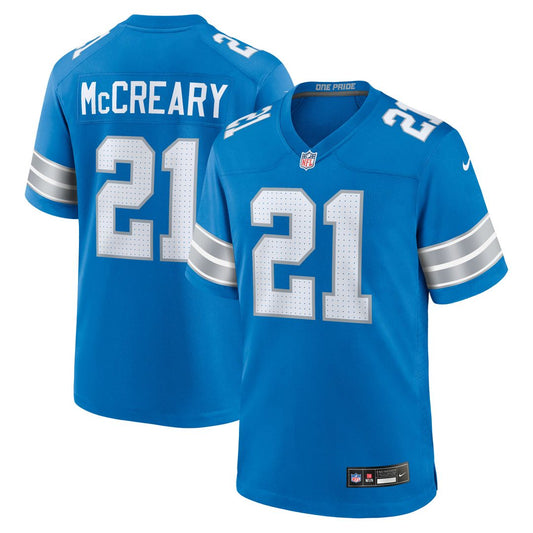 Men's Detroit Lions Roger McCreary Blue Team Game NFL Football Jersey - view 1