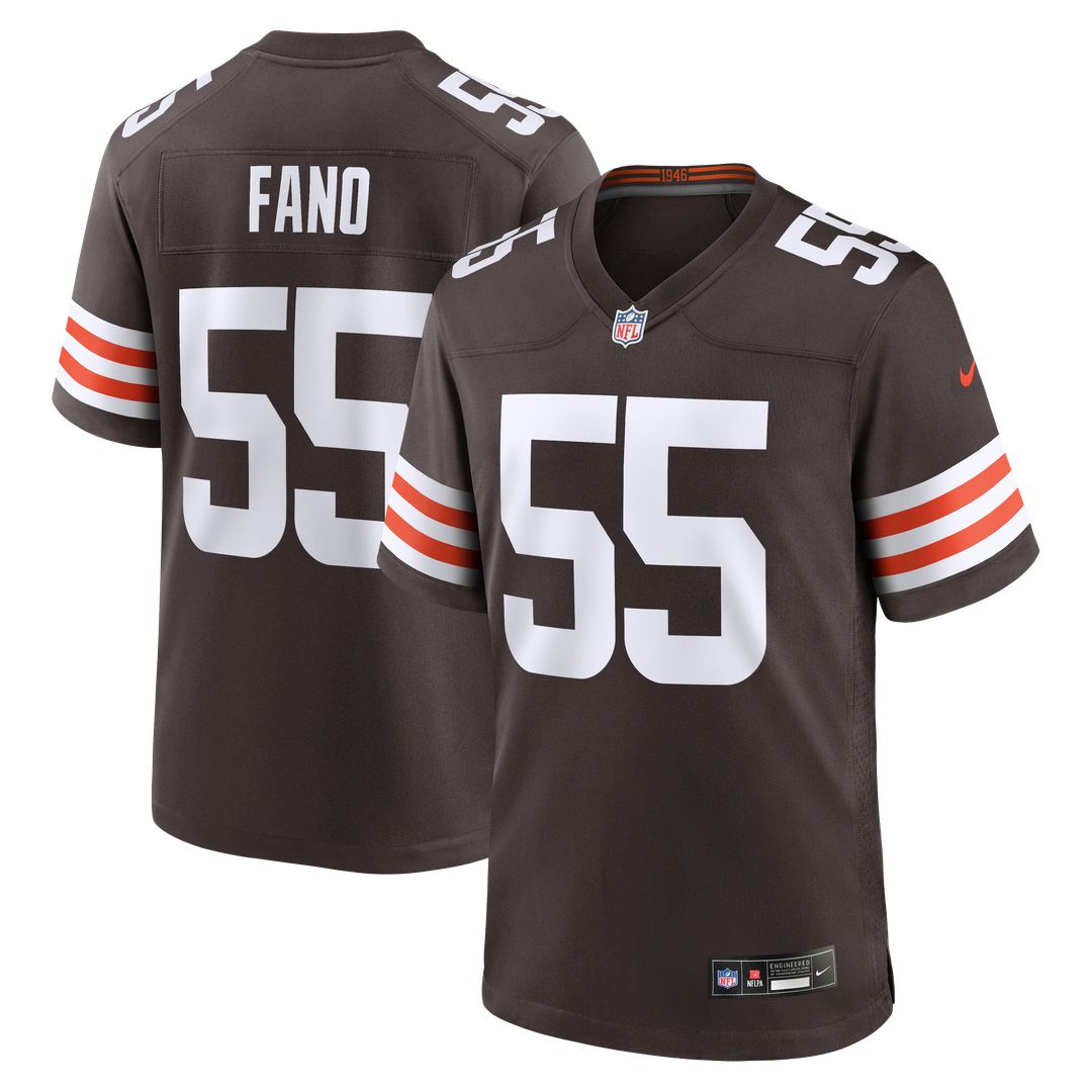 Men's Cleveland Browns Spencer Fano Brown Team Game NFL Football Jersey - view 1