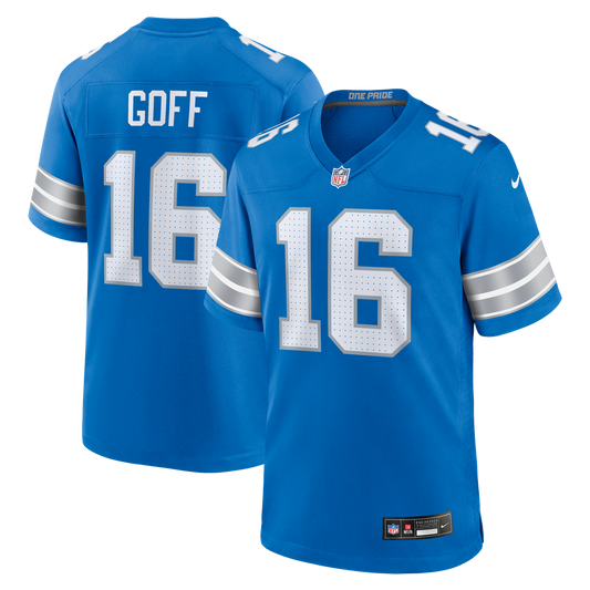 Men's Detroit Lions Jared Goff Blue Game NFL Football Jersey - view 1
