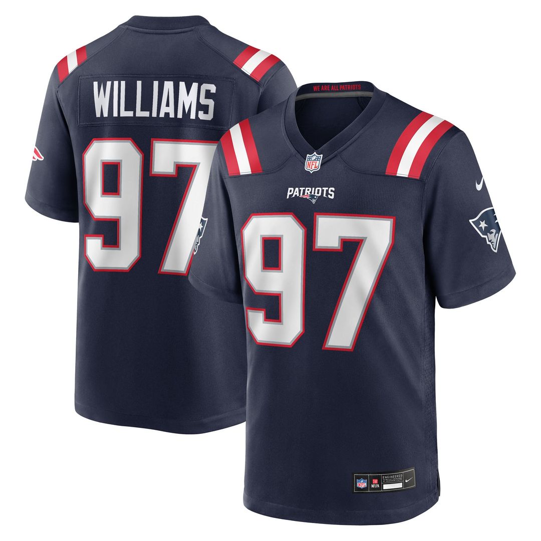 Men's New England Patriots Milton Williams Navy Game NFL Football Jersey - view 1