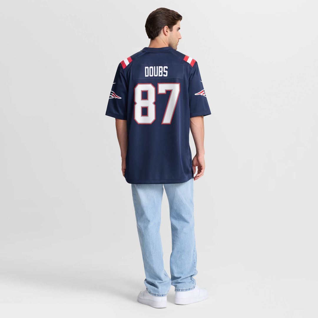 Men's New England Patriots Romeo Doubs Navy Game NFL Football Jersey - view 5