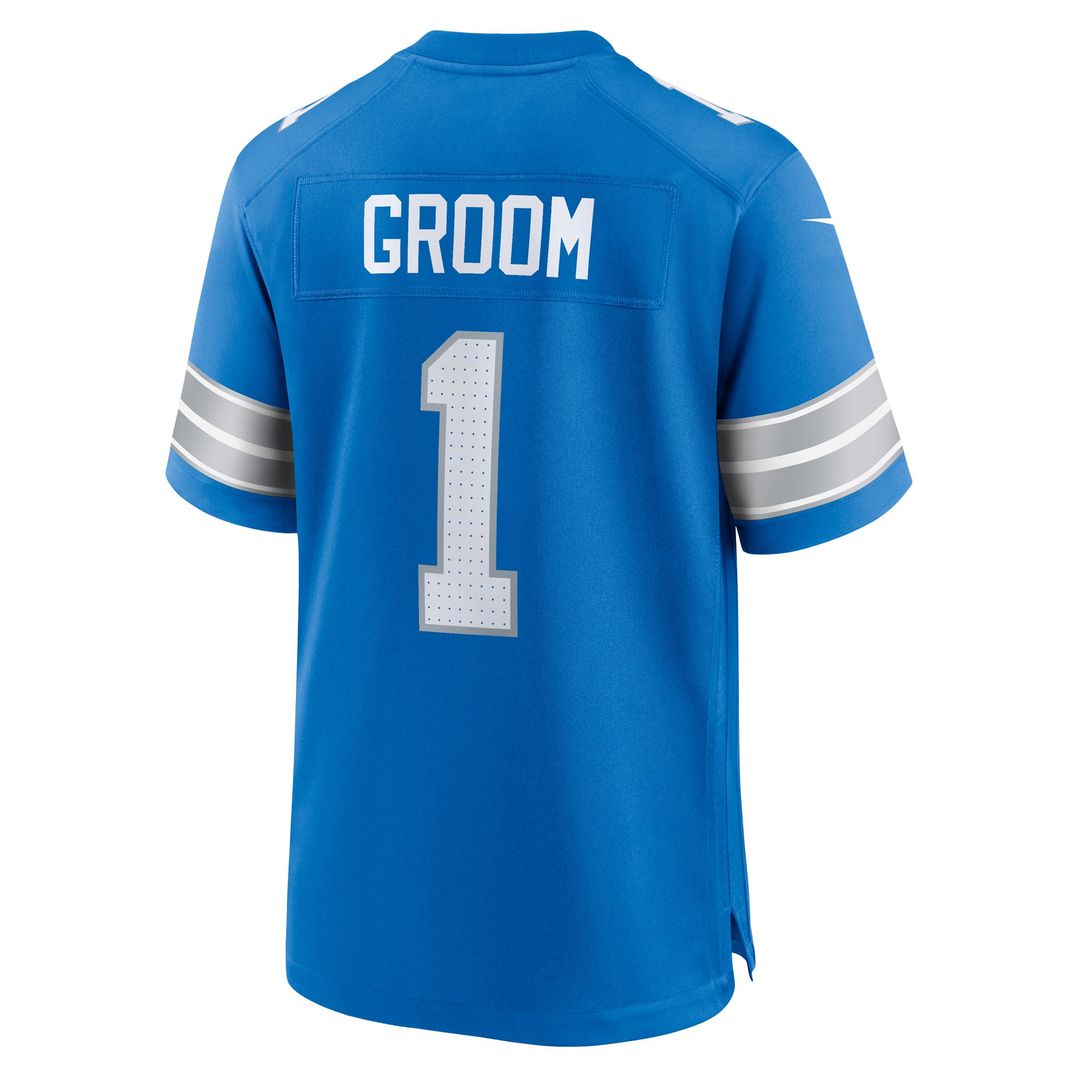 Men's Detroit Lions Number 1 Groom Blue Game NFL Football Jersey - view 3