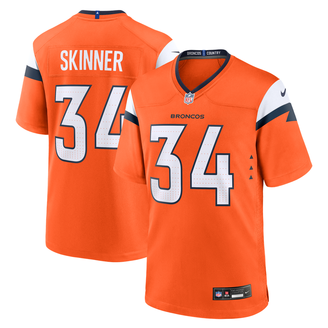 Men's Denver Broncos JL Skinner Orange Team Game NFL Football Jersey - view 1