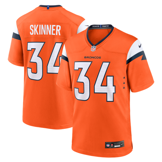 Men's Denver Broncos JL Skinner Orange Team Game NFL Football Jersey - view 1