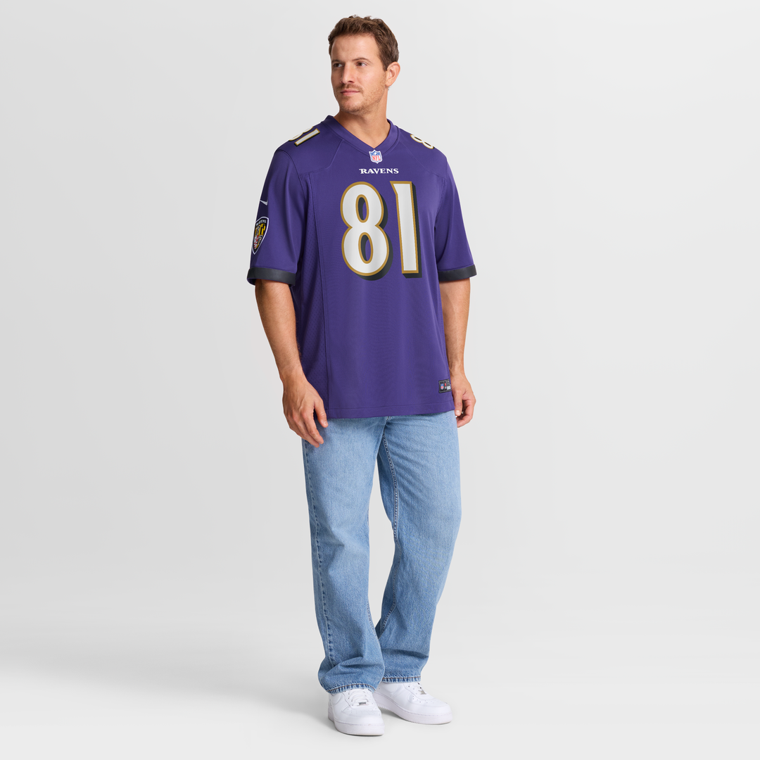 Men's Baltimore Ravens Devontez Walker Purple Team Game NFL Football Jersey - view 4