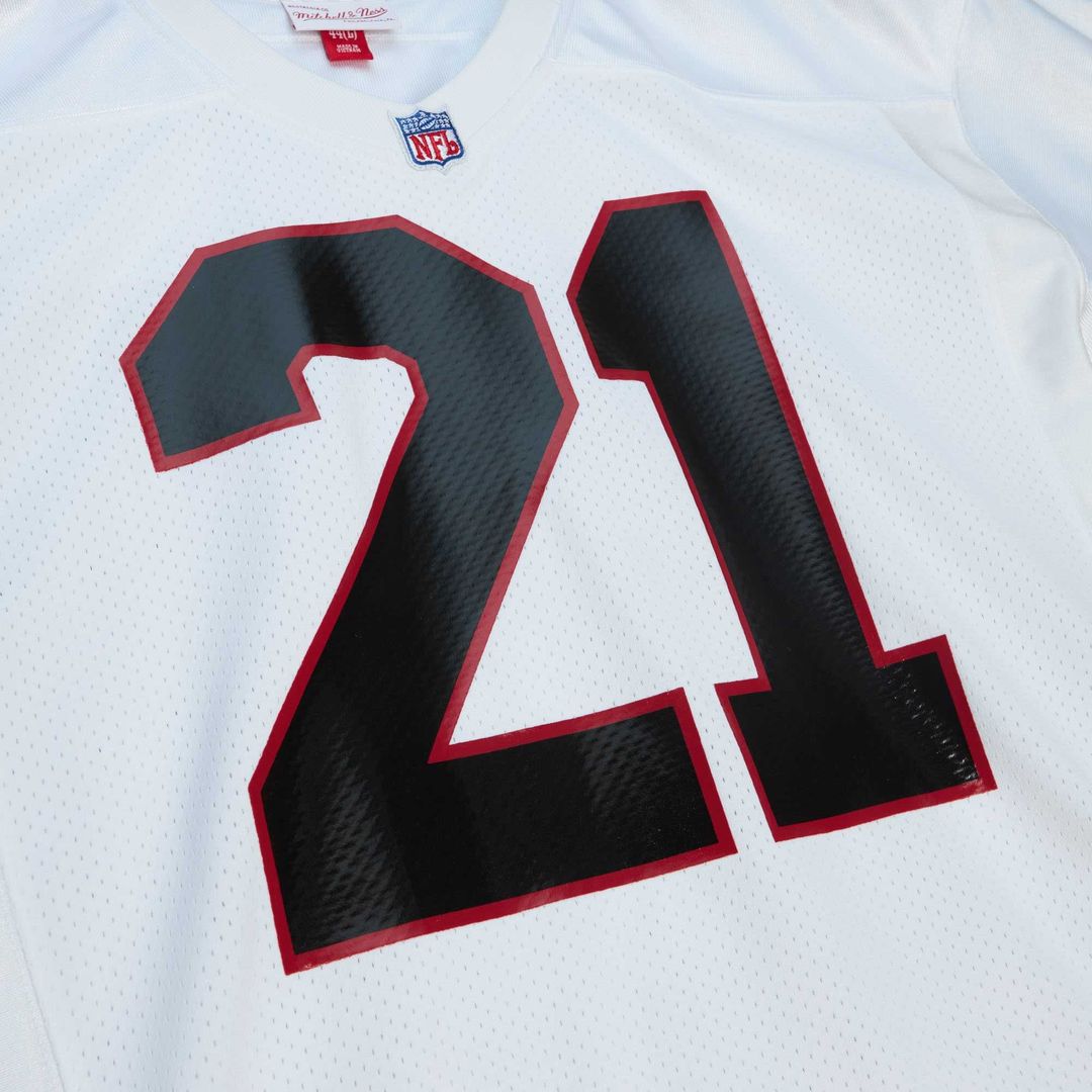 Men's Atlanta Falcons 1991 Deion Sanders White Throwback NFL Football Jersey - view 4
