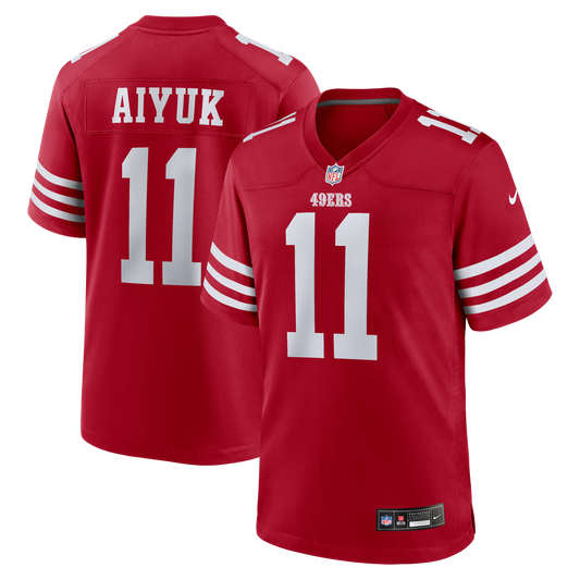 Men's San Francisco 49ers Brandon Aiyuk Scarlet Team Player Game NFL Football Jersey - view 1