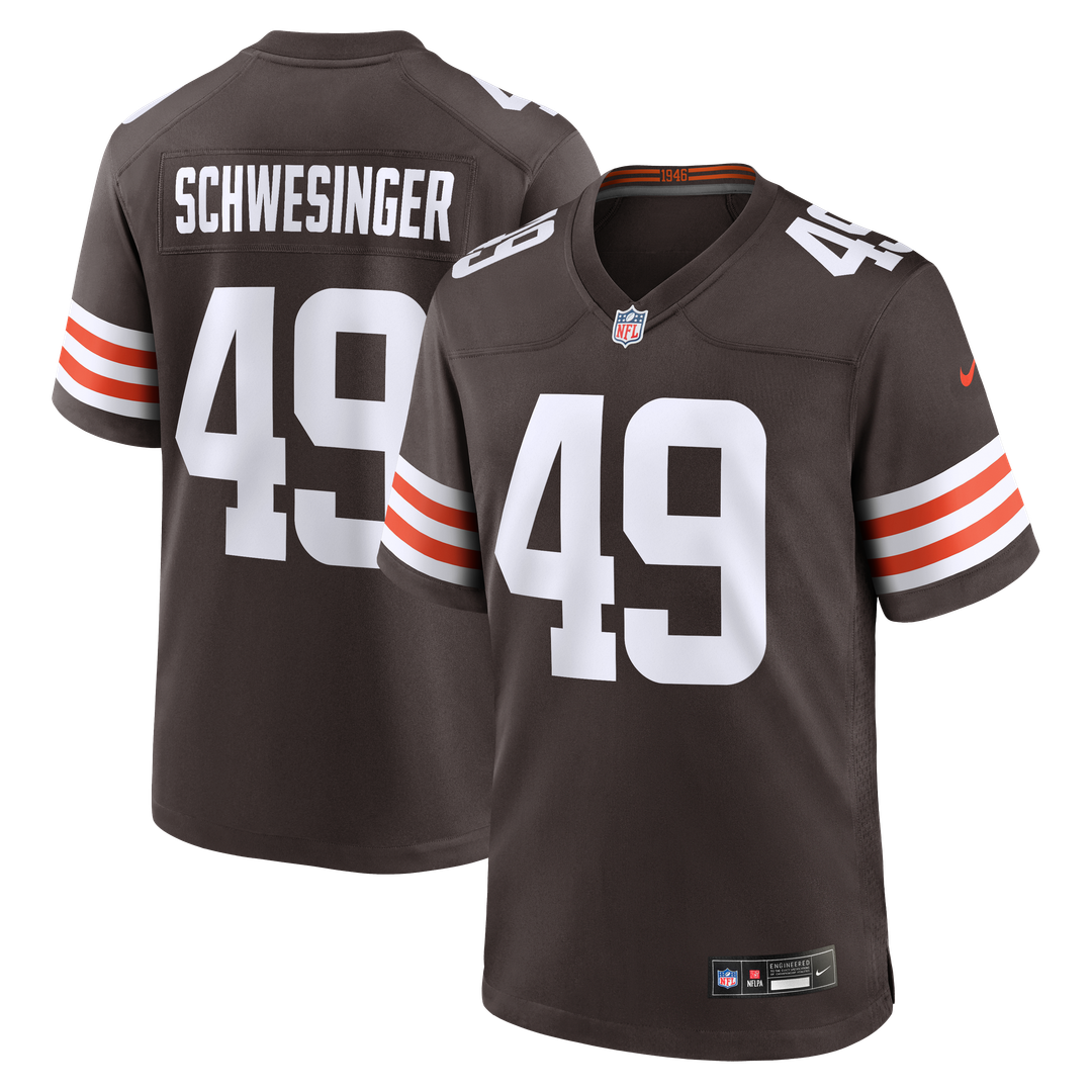 Men's Cleveland Browns Carson Schwesinger Brown 2025 NFL Draft Game Jersey - view 1