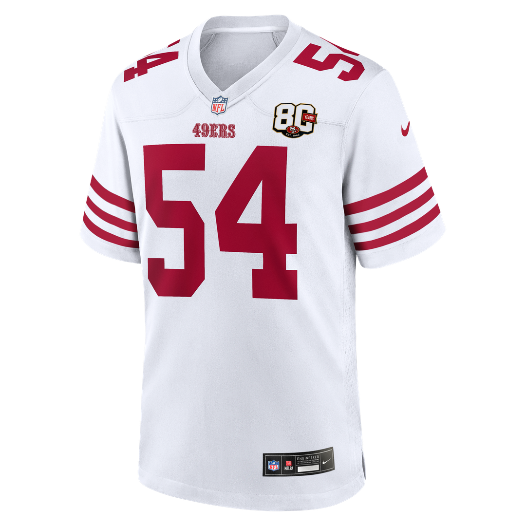Men's San Francisco 49ers Fred Warner White 80th Anniversary Game NFL Football Jersey - view 2