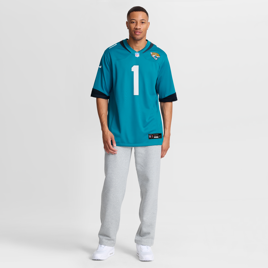 Men's Jacksonville Jaguars Number 1 Dad Teal Game NFL Football Jersey - view 7