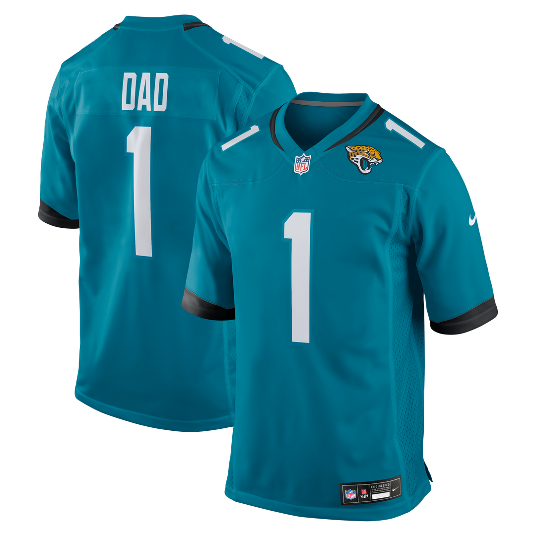 Men's Jacksonville Jaguars Number 1 Dad Teal Game NFL Football Jersey - view 1