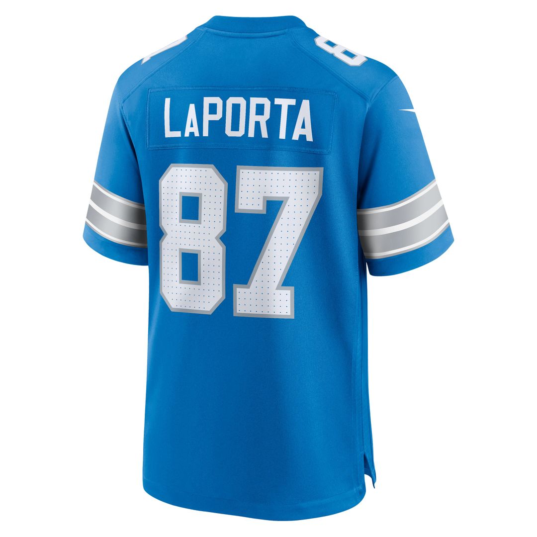 Men's Detroit Lions Sam LaPorta White White Game NFL Football Jersey - view 9