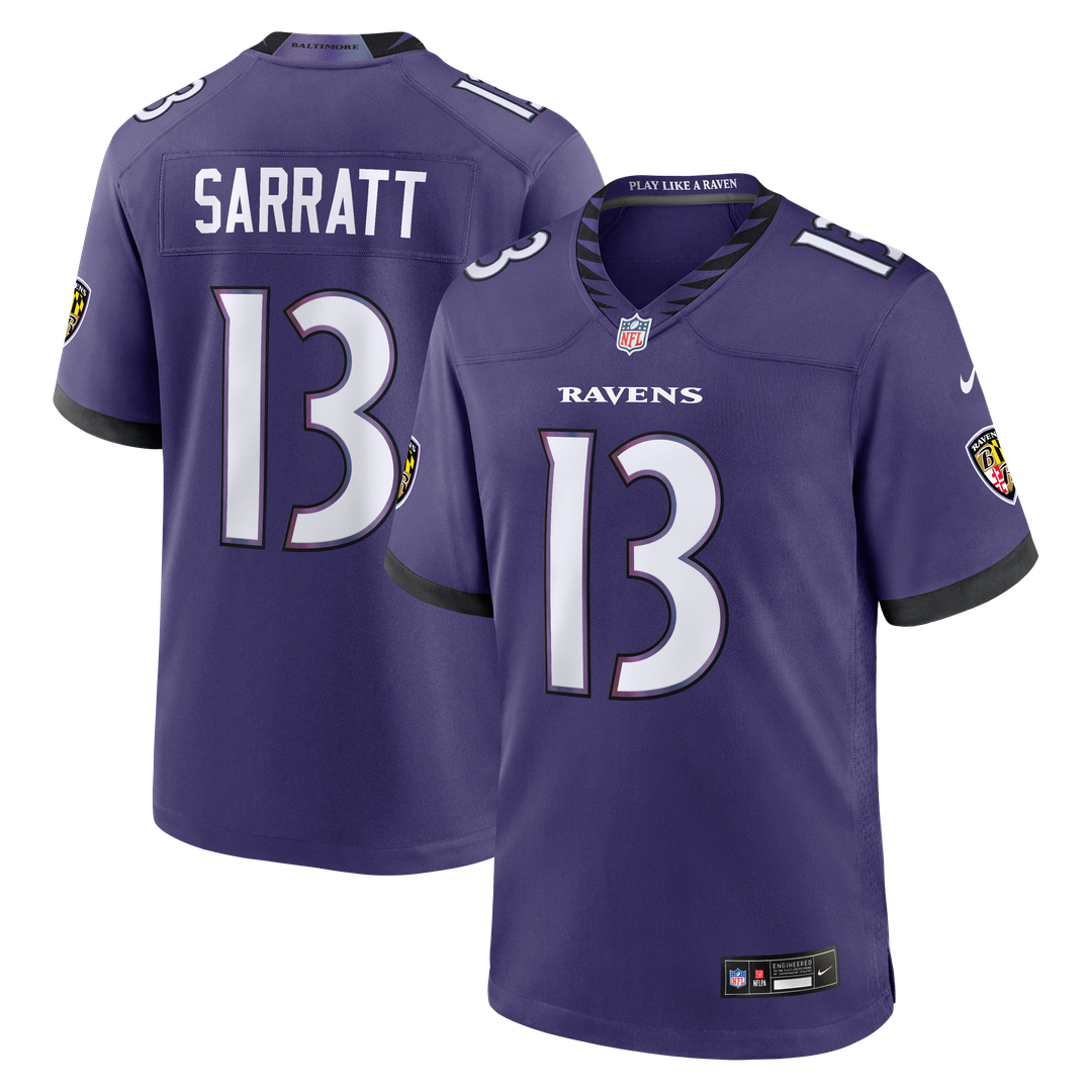 Men's Baltimore Ravens Elijah Sarratt Purple Team Game NFL Football Jersey - view 1