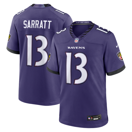 Men's Baltimore Ravens Elijah Sarratt Purple Team Game NFL Football Jersey - view 1