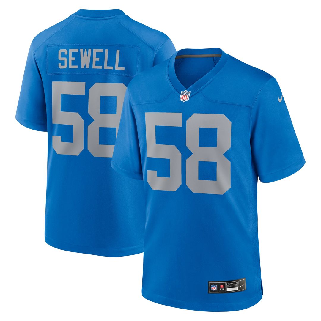 Men's Detroit Lions Penei Sewell Blue Alternate Game NFL Football Jersey - view 1