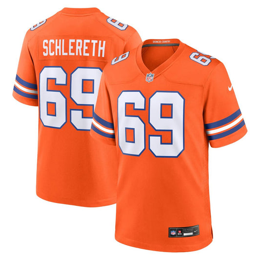 Men's Denver Broncos Mark Schlereth Orange Retired Player Alternate Game NFL Football Jersey - view 1