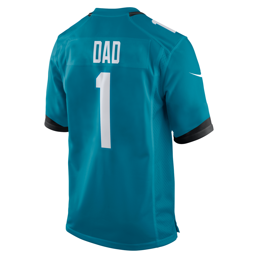 Men's Jacksonville Jaguars Number 1 Dad Teal Game NFL Football Jersey - view 3