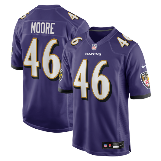 Men's Baltimore Ravens Nick Moore Purple Game NFL Football Jersey - view 1
