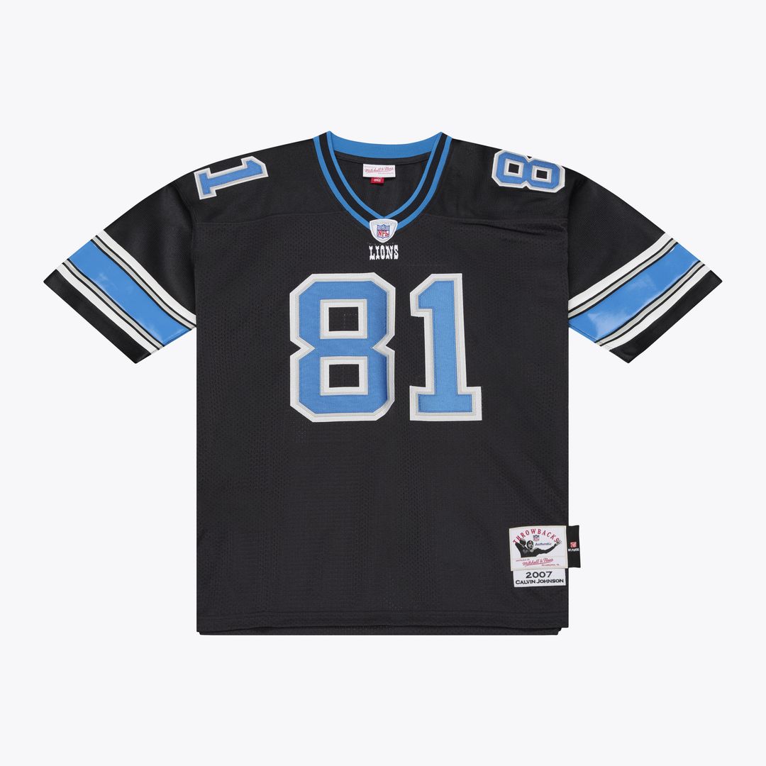 Men's Detroit Lions Calvin Johnson Black 2007 Throwback NFL Football Jersey - view 9