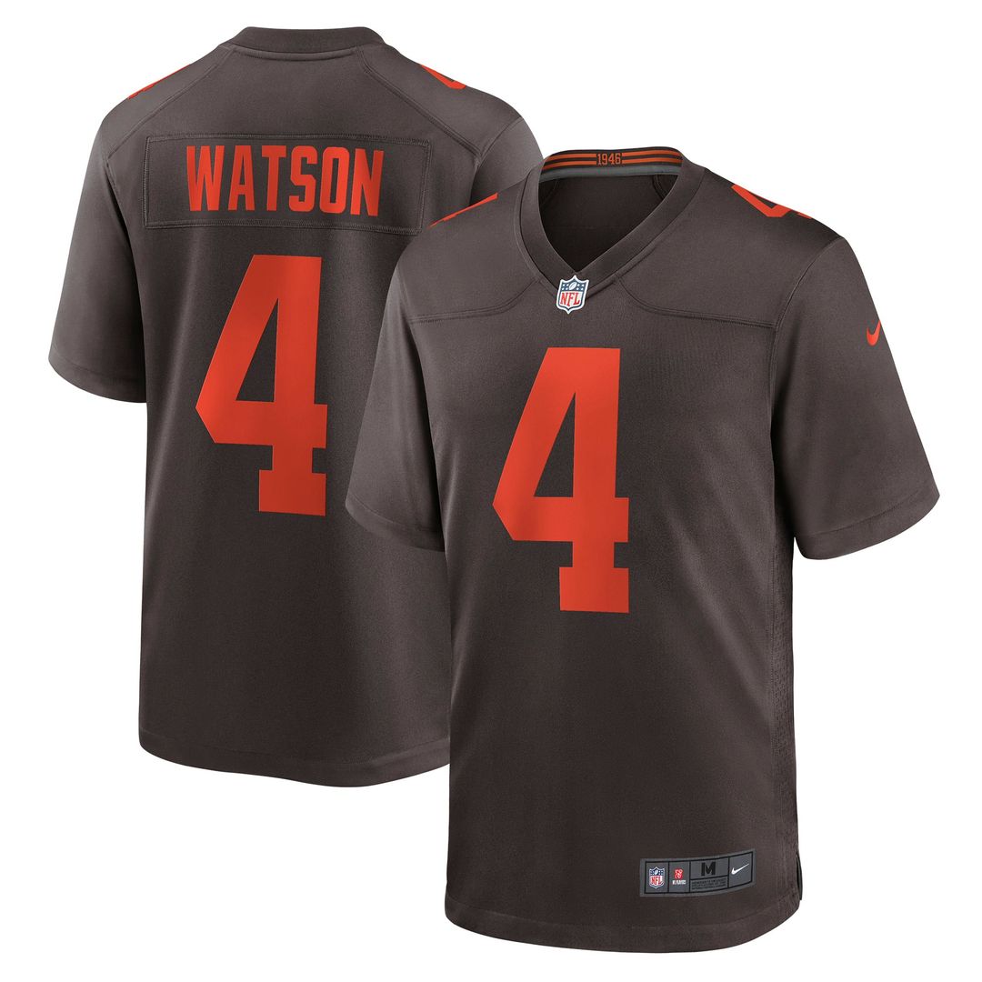Men's Cleveland Browns Deshaun Watson Brown Alternate Game NFL Football Jersey - view 7