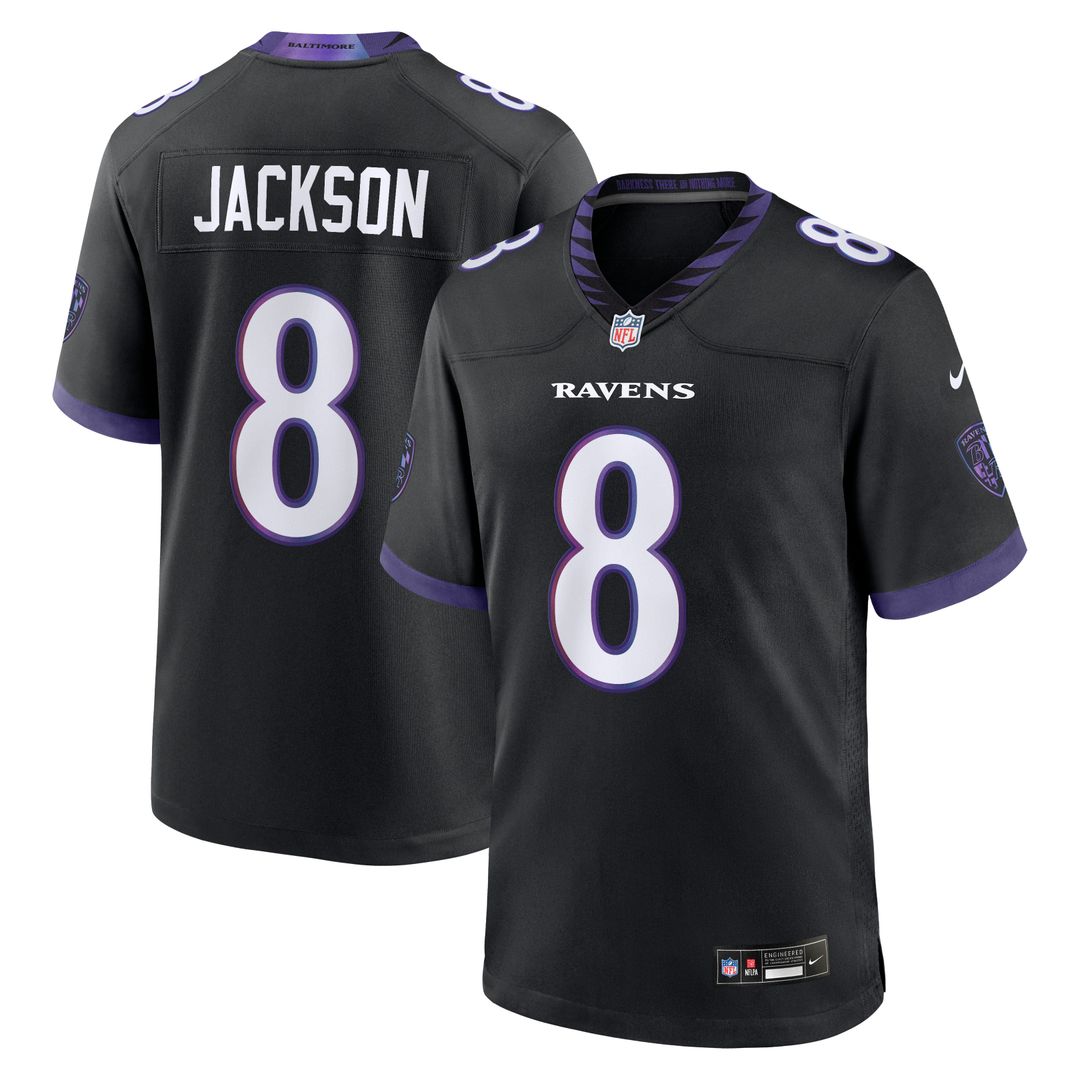 Men's Baltimore Ravens Lamar Jackson Black Alternate Game NFL Football Jersey - view 4