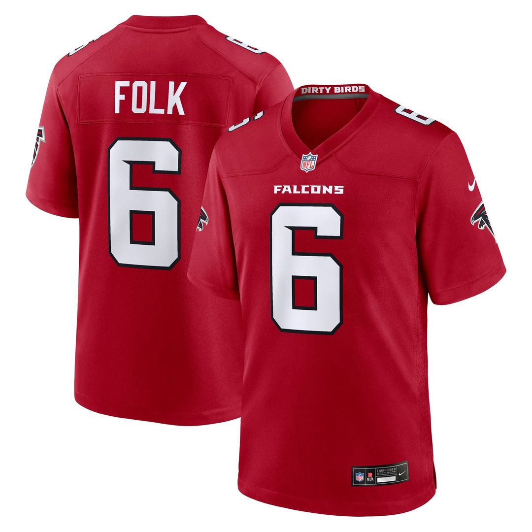 Men's Atlanta Falcons Nick Folk Red Team Game NFL Football Jersey - view 1