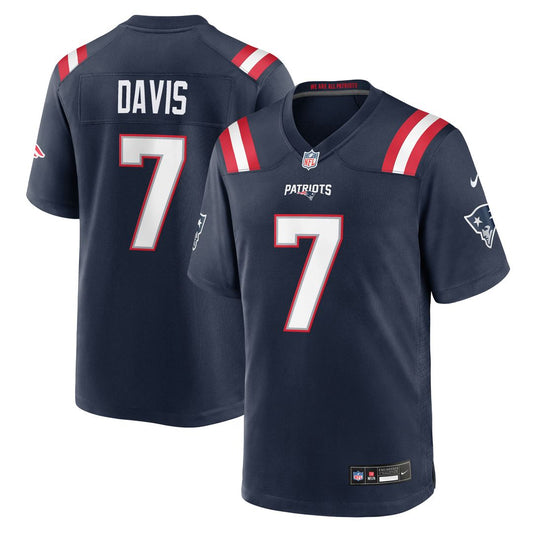 Men's New England Patriots Carlton Davis Navy Team Game NFL Football Jersey - view 1