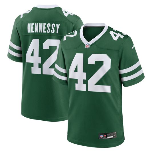 Men's New York Jets Thomas Hennessy Legacy Green Team Game NFL Football Jersey - view 1