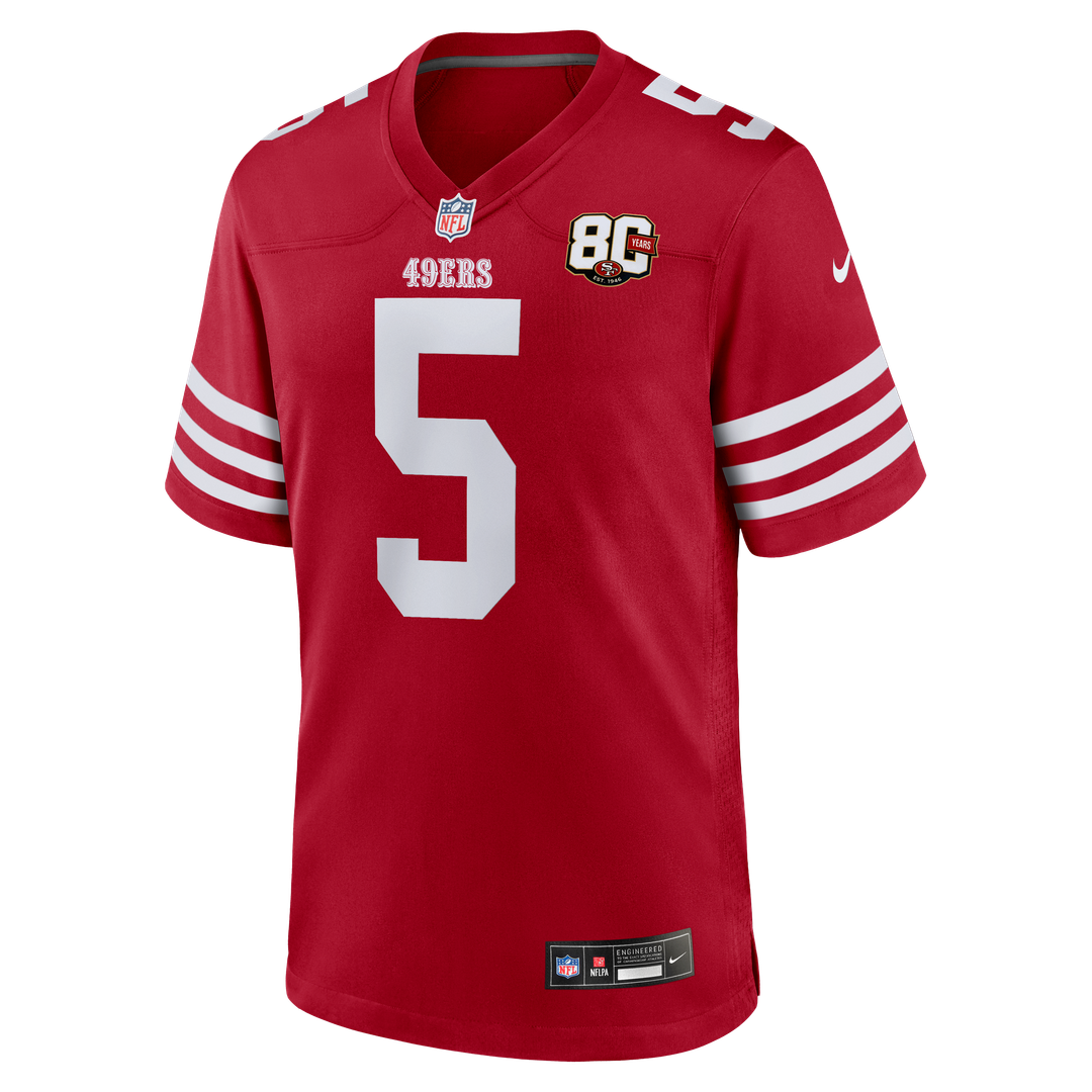 Men's San Francisco 49ers Mike Evans Scarlet 80th Anniversary Game NFL Football Jersey - view 6