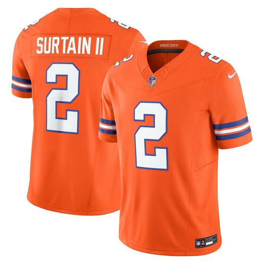 Men's Denver Broncos Patrick Surtain II Orange Alternate Mile High Collection 1977 Throwback Limited NFL Football Jersey - view 1