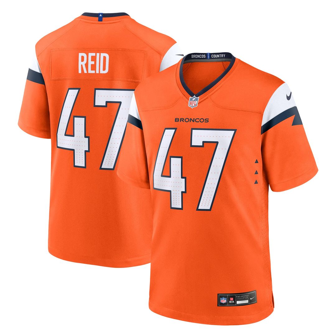 Men's Denver Broncos Karene Reid Orange Team Game NFL Football Jersey - view 1