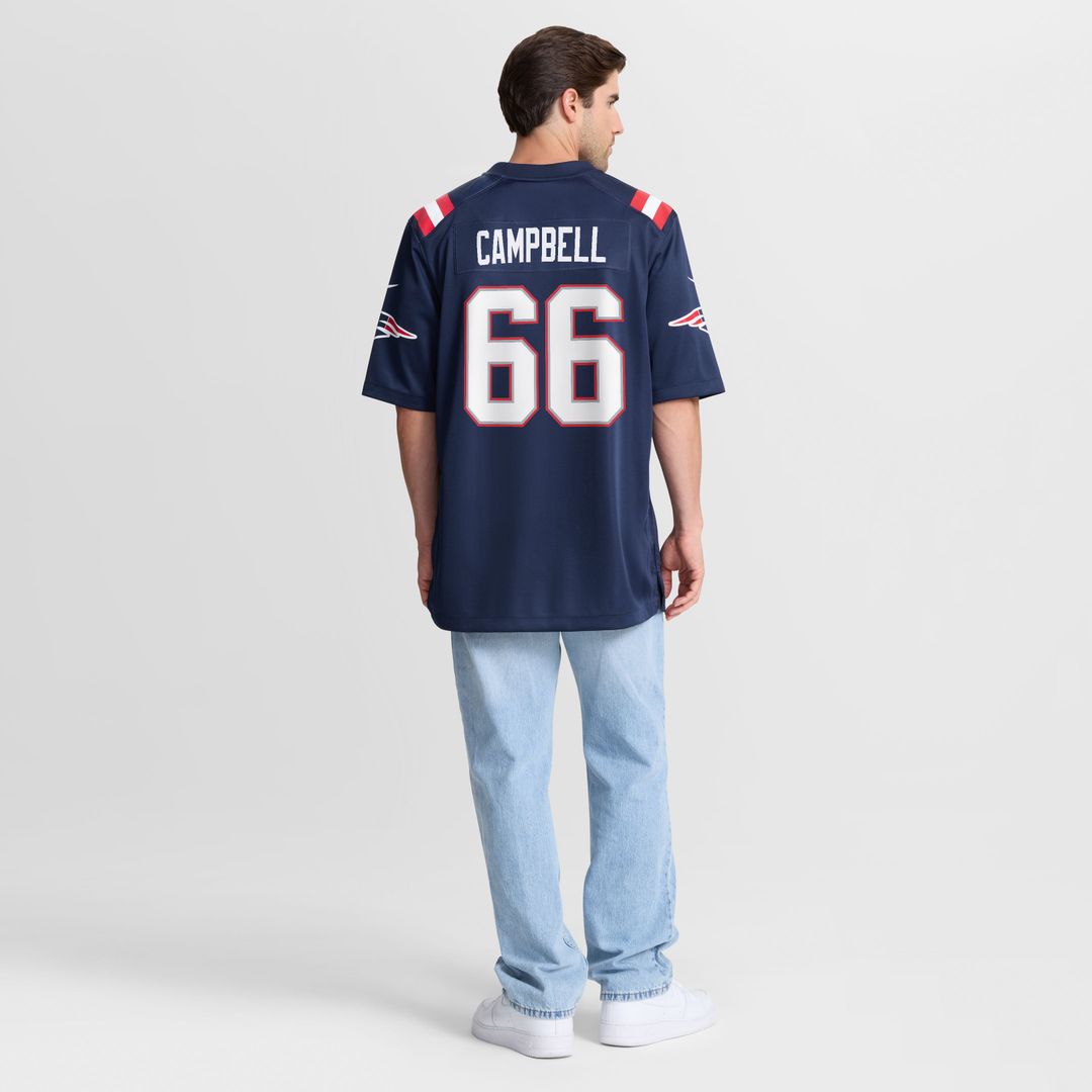 Men's New England Patriots Will Campbell Navy Team Game NFL Football Jersey - view 3