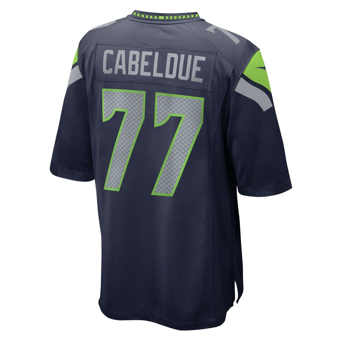 Men's Seattle Seahawks Bryce Cabeldue College Navy Team Game NFL Football Jersey - view 3