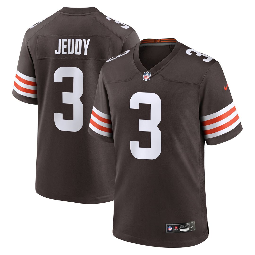 Men's Cleveland Browns Jerry Jeudy Brown Game NFL Football Jersey - view 1