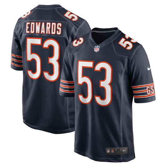 Men's Chicago Bears TJ Edwards Navy Game NFL Football Jersey - view 1
