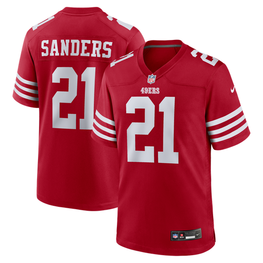 Men's San Francisco 49ers Deion Sanders Scarlet Team Retired Player Game NFL Football Jersey - view 1