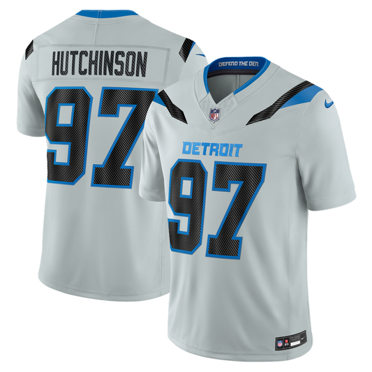 Men's Detroit Lions Aidan Hutchinson Silver 2026 Rivalries Collection Stitched Limited NFL Football Jersey - view 1