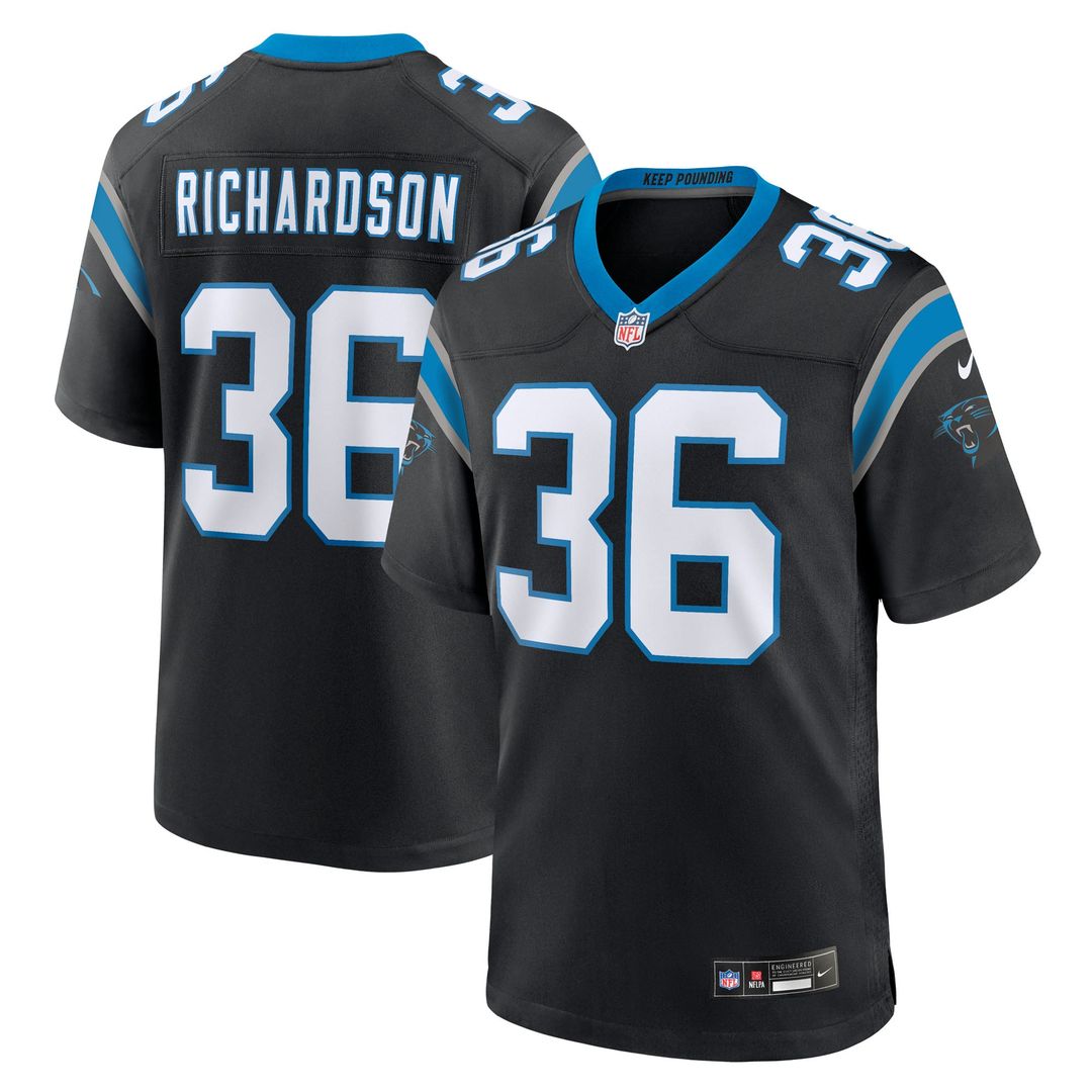 Men's Carolina Panthers Demani Richardson Black Team Game NFL Football Jersey - view 1