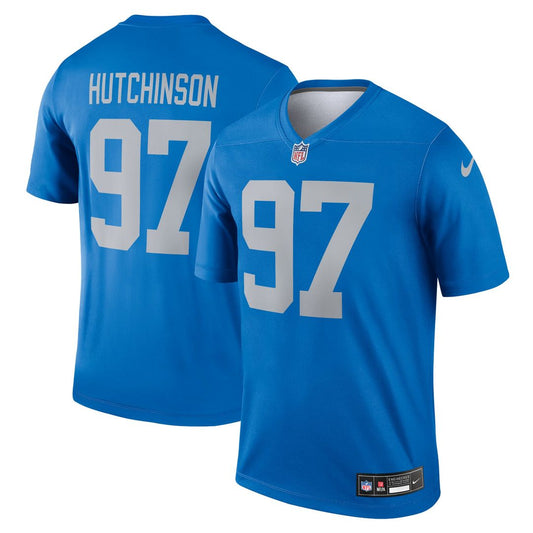 Men's Detroit Lions Aidan Hutchinson Blue Legend Player NFL Football Performance Top - view 1