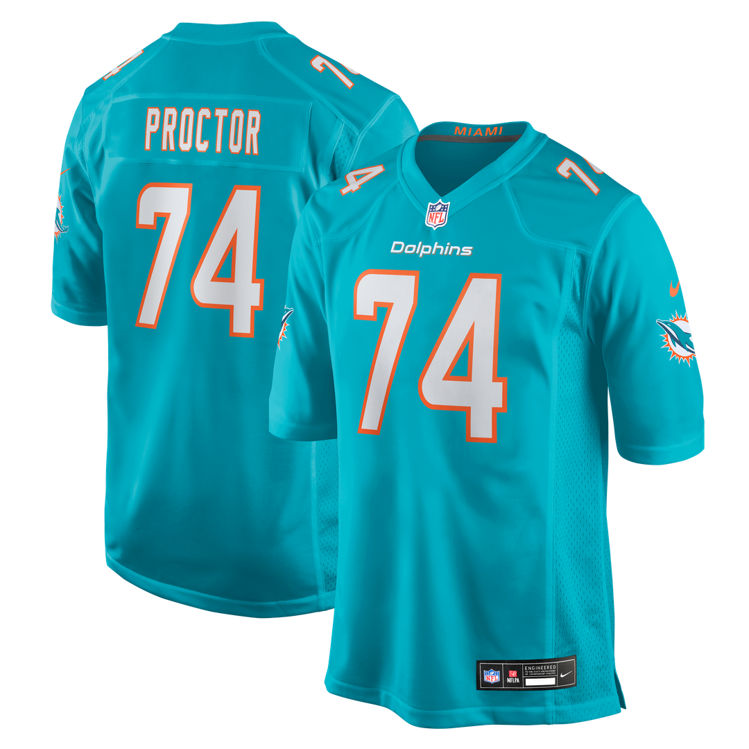 Men's Miami Dolphins Kadyn Proctor Aqua Team Game NFL Football Jersey - view 1