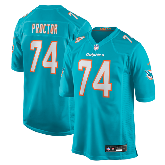 Men's Miami Dolphins Kadyn Proctor Aqua Team Game NFL Football Jersey - view 1