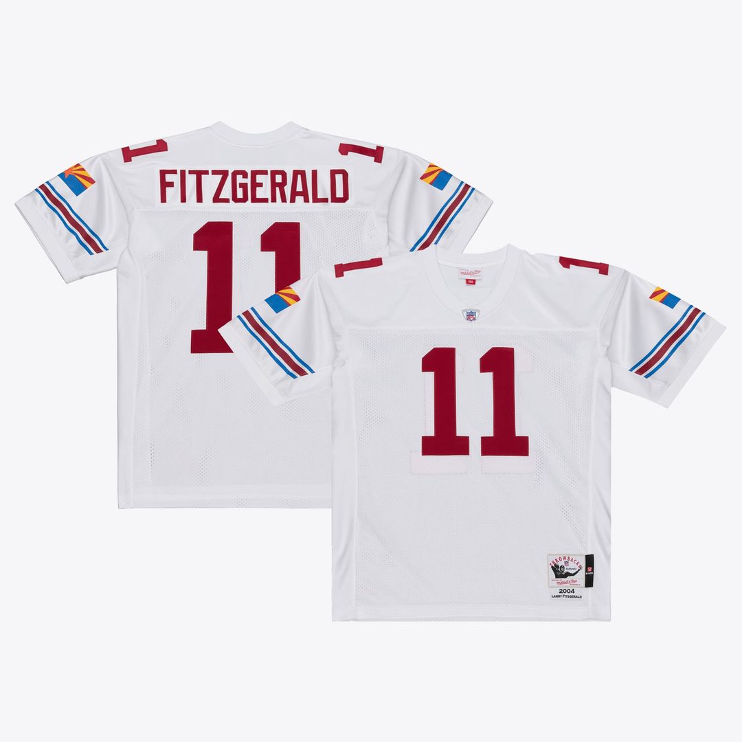 Men's Arizona Cardinals Larry Fitzgerald White 2004 Throwback NFL Football Jersey - view 1