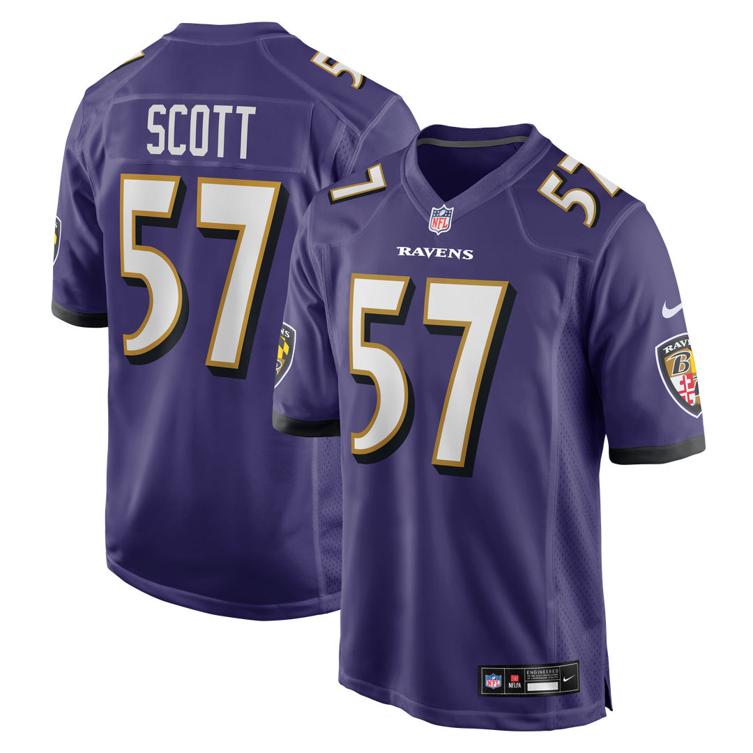 Men's Baltimore Ravens Bart Scott Purple Game NFL Football Jersey - view 1