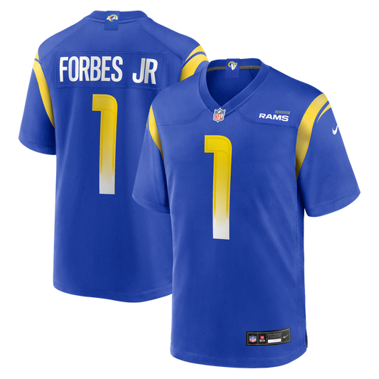 Men's Los Angeles Rams Emmanuel Forbes Jr. Royal Team Game NFL Football Jersey - view 1