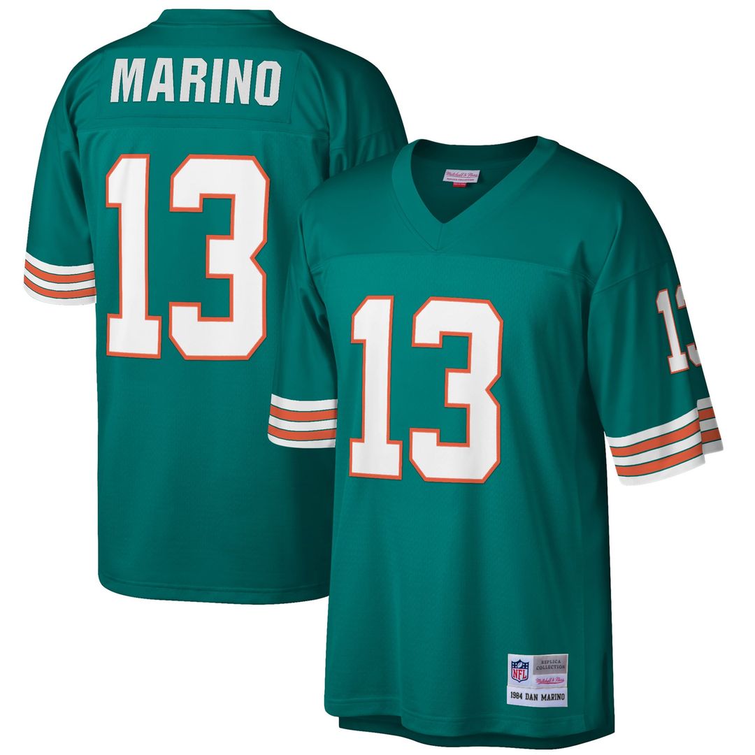 Men's Miami Dolphins Dan Marino Aqua Big & Tall 1984 Retired Player Replica NFL Football Jersey - view 7
