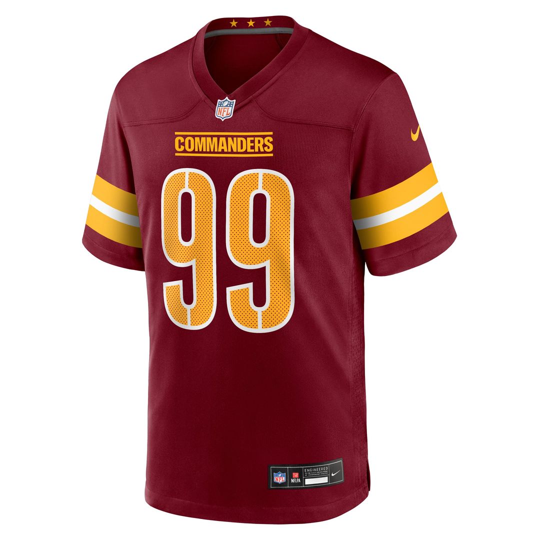 Men's Washington Commanders Javon Kinlaw Burgundy Team Game NFL Football Jersey - view 2