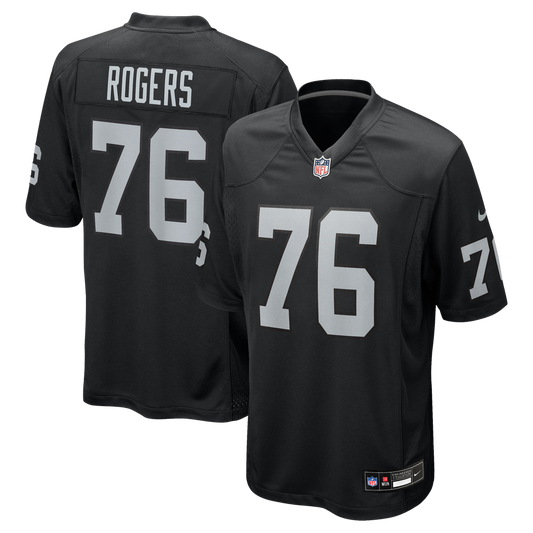 Men's Las Vegas Raiders Caleb Rogers Black Team Game NFL Football Jersey - view 1